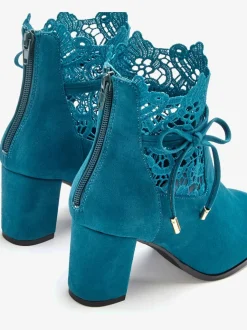 Bottines à talon haut empiècement en dentelle féminin et élégant