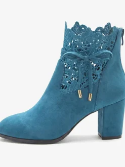 Bottines à talon haut empiècement en dentelle féminin et élégant