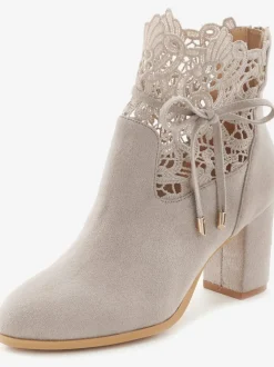 Bottines à talon haut empiècement en dentelle féminin et élégant