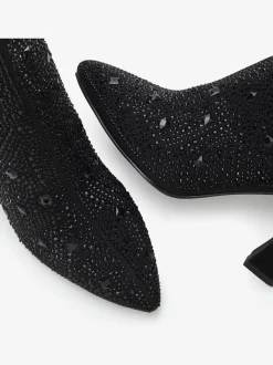 Bottines à talon haut petites pierres fantaisie élégantes pour une allure glamour