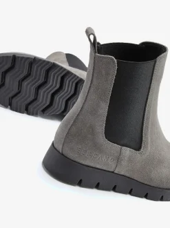 Bottines tendance en cuir velours de qualité, empiècement élastique pour un enfilage facile