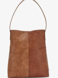 Cabas sac à bandoulière au design contrasté tendance - détail contrasté ou motif structuré