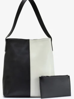 Cabas sac à bandoulière au design contrasté tendance - détail contrasté ou motif structuré
