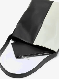 Cabas sac à bandoulière au design contrasté tendance - détail contrasté ou motif structuré