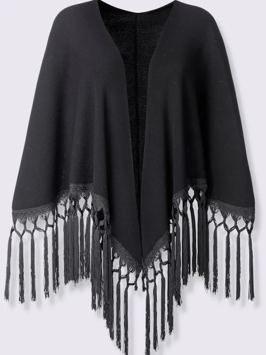 Cape en tricot bordure à franges