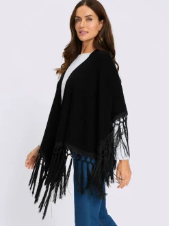 Cape en tricot bordure à franges