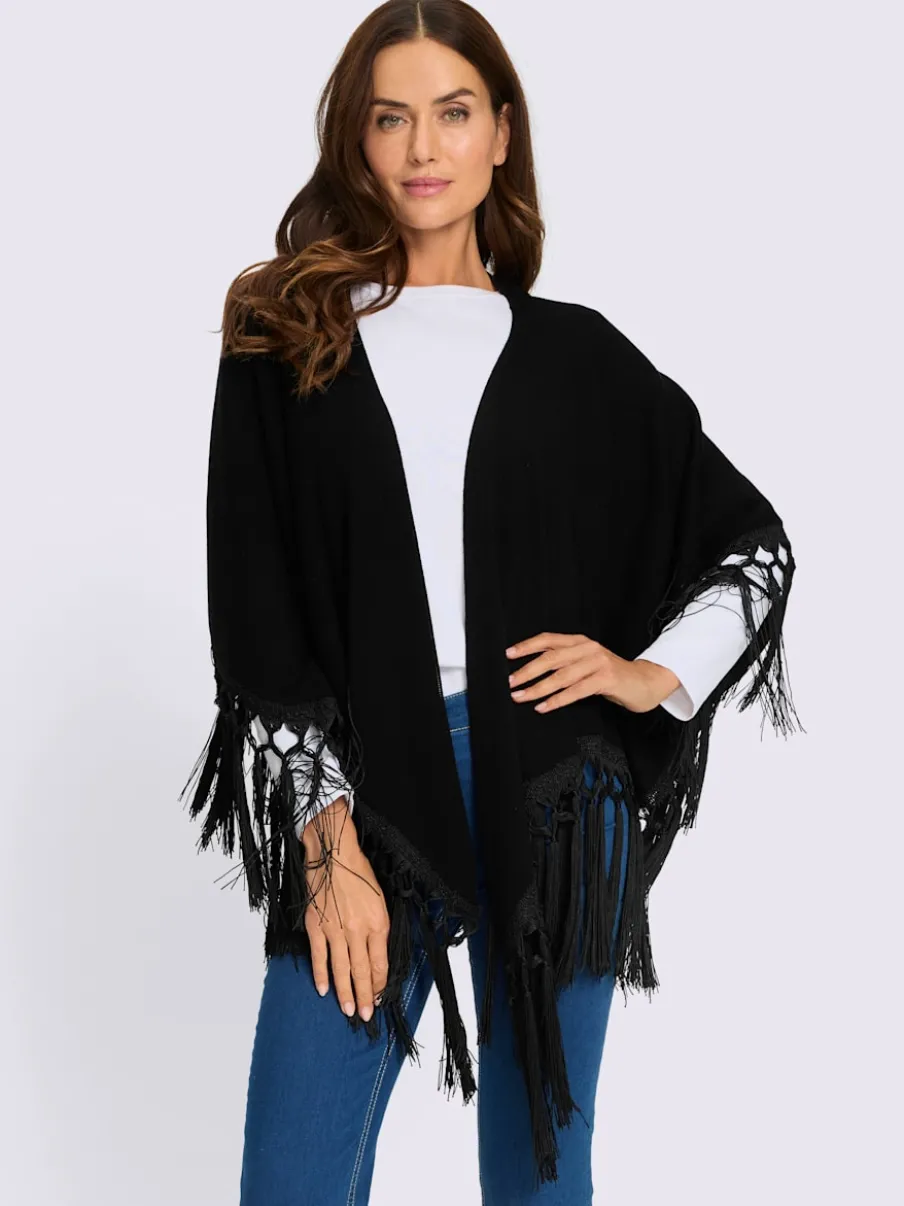 Cape en tricot bordure à franges