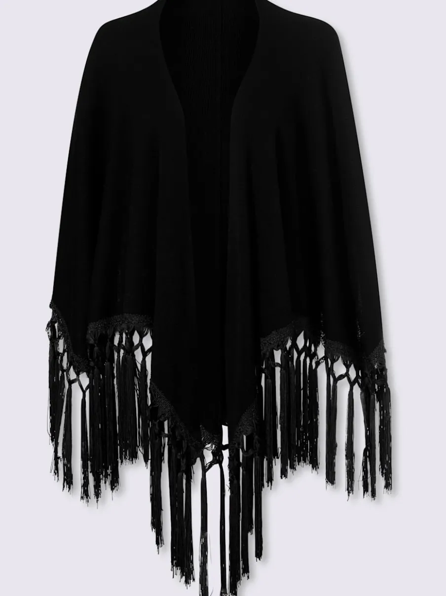 Cape en tricot bordure à franges
