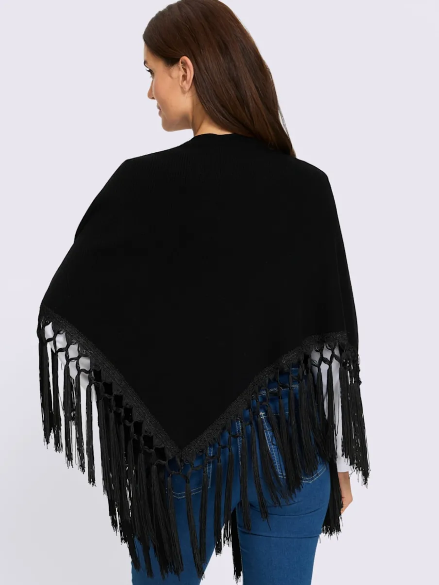 Cape en tricot bordure à franges