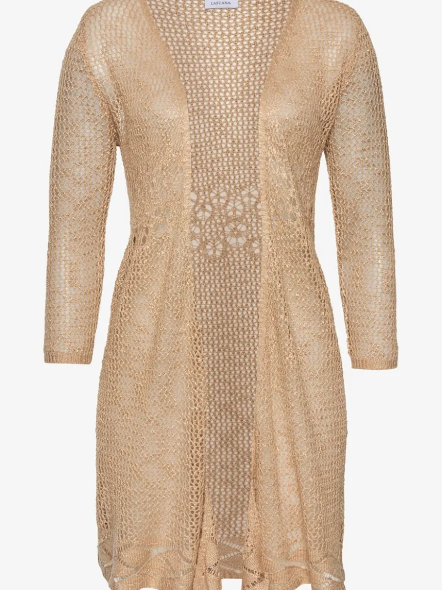 Cardigan ajouré à manches 3/4 en tricot doux