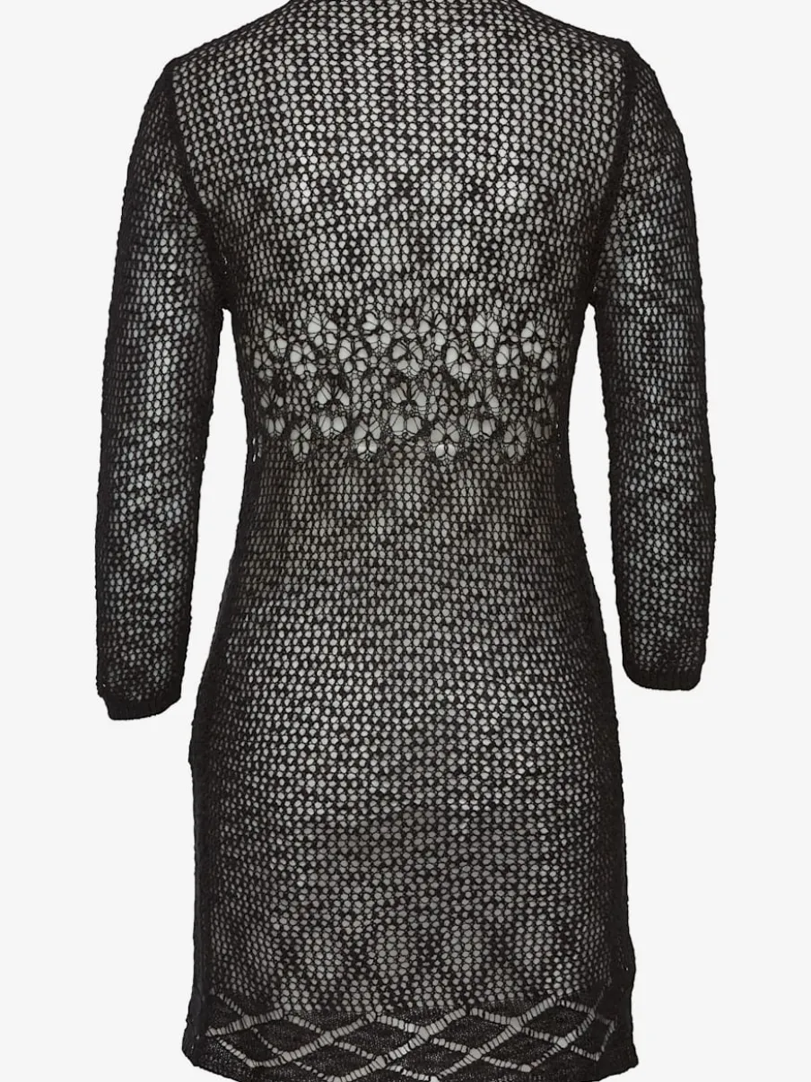 Cardigan ajouré à manches 3/4 en tricot doux