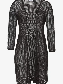 Cardigan ajouré à manches 3/4 en tricot doux