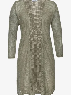 Cardigan ajouré à manches 3/4 en tricot doux