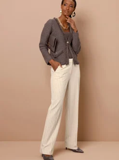 Cardigan avec col V et manches longues à franges