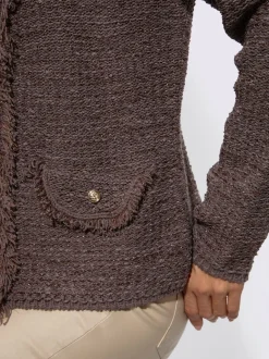 Cardigan avec col V et manches longues à franges