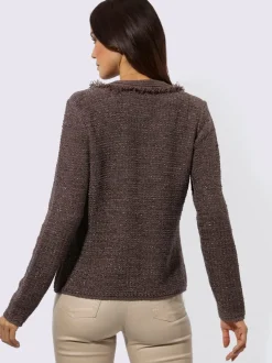 Cardigan avec col V et manches longues à franges