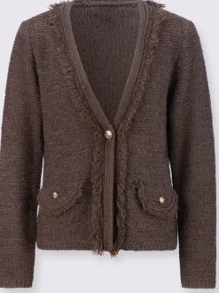 Cardigan avec col V et manches longues à franges