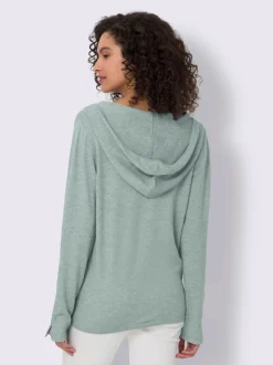 Cardigan à capuche en tricot doux avec boutons décoratifs