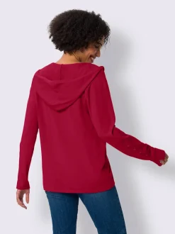 Cardigan à capuche en tricot doux avec boutons décoratifs