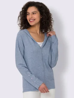 Cardigan à capuche en tricot doux avec boutons décoratifs