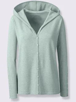 Cardigan à capuche en tricot doux avec boutons décoratifs