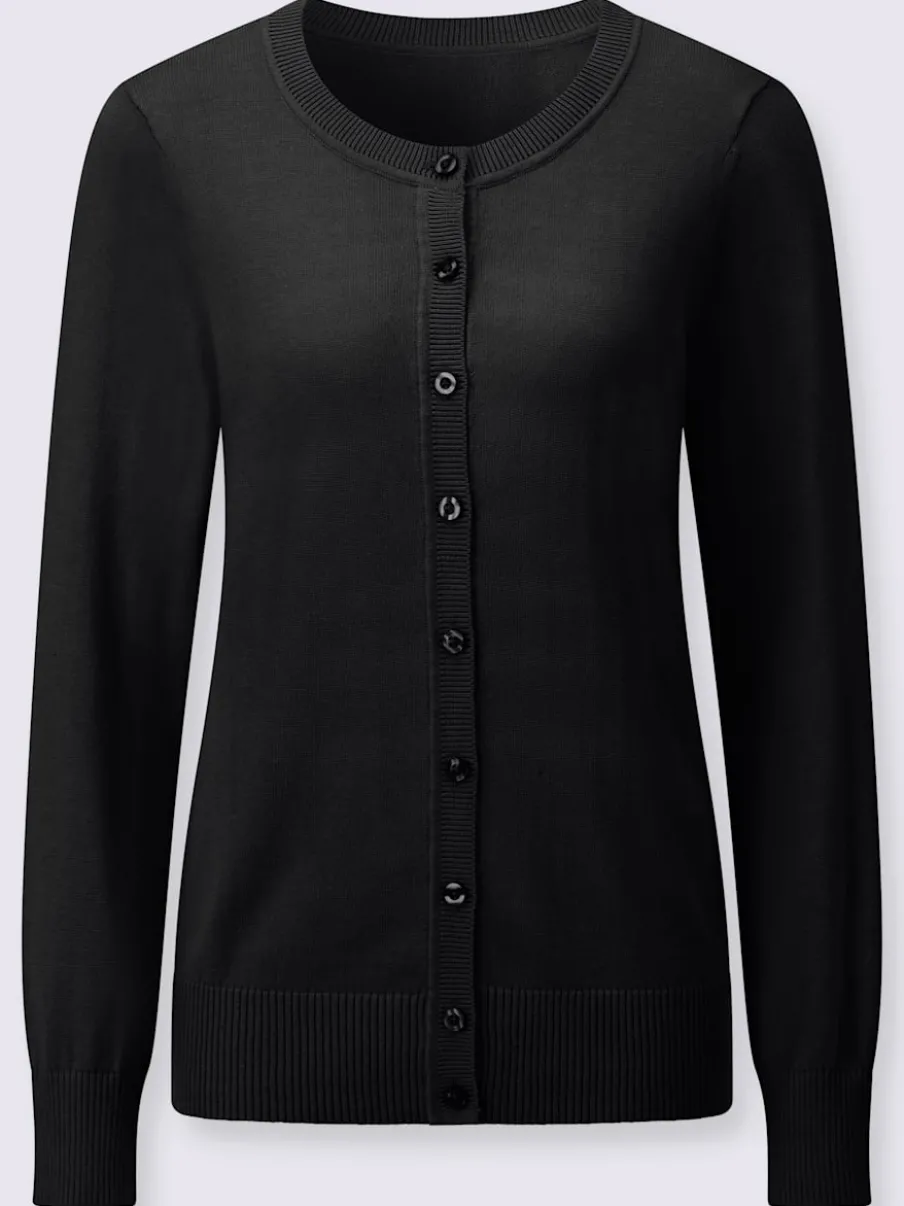 Cardigan en coton à encolure ronde et manches longues