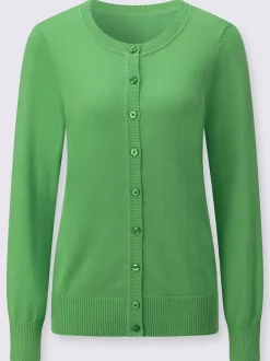 Cardigan en coton à encolure ronde et manches longues