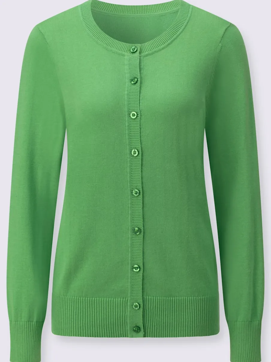 Cardigan en coton à encolure ronde et manches longues
