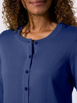 Cardigan en coton à encolure ronde et manches longues
