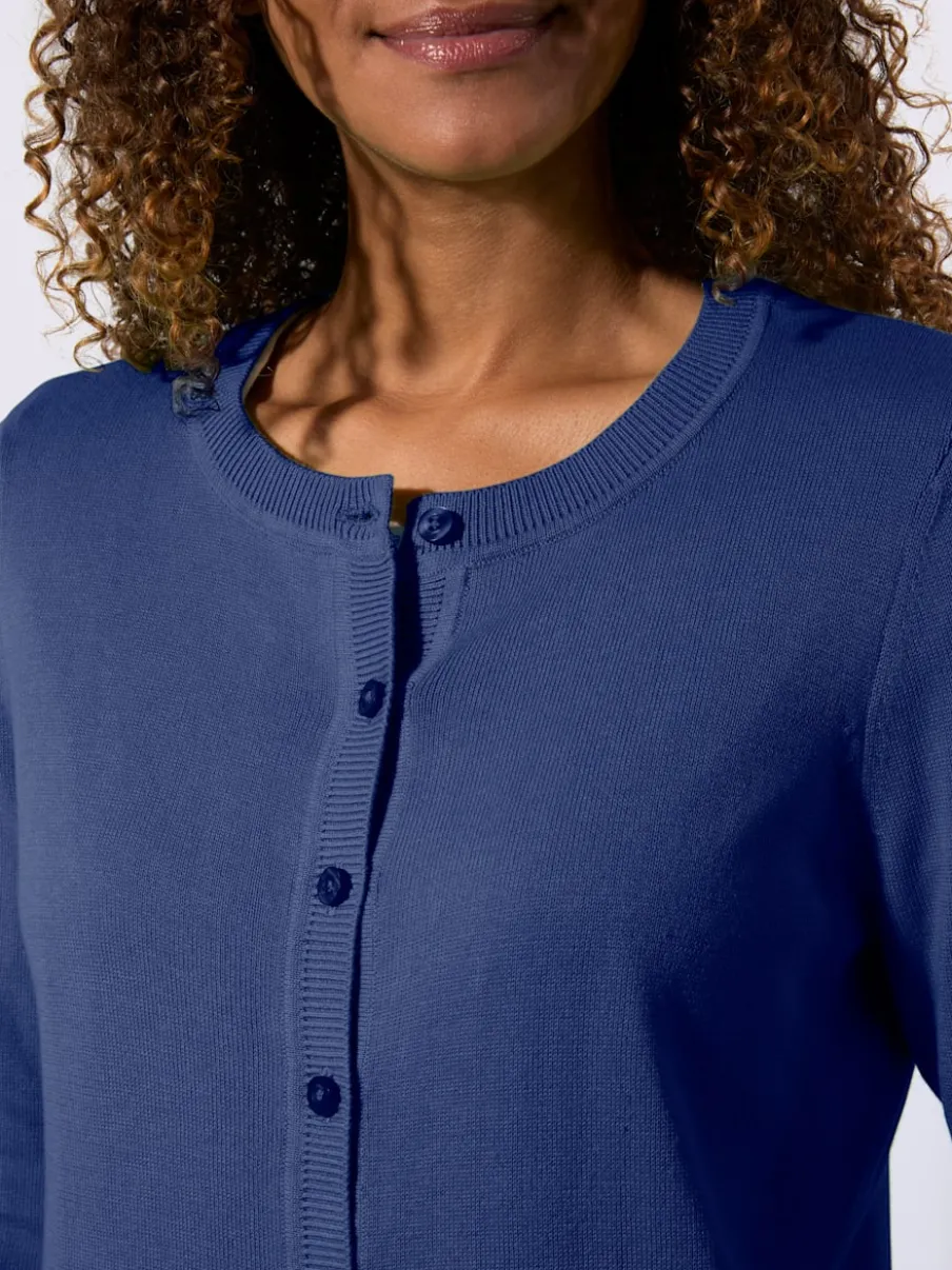Cardigan en coton à encolure ronde et manches longues