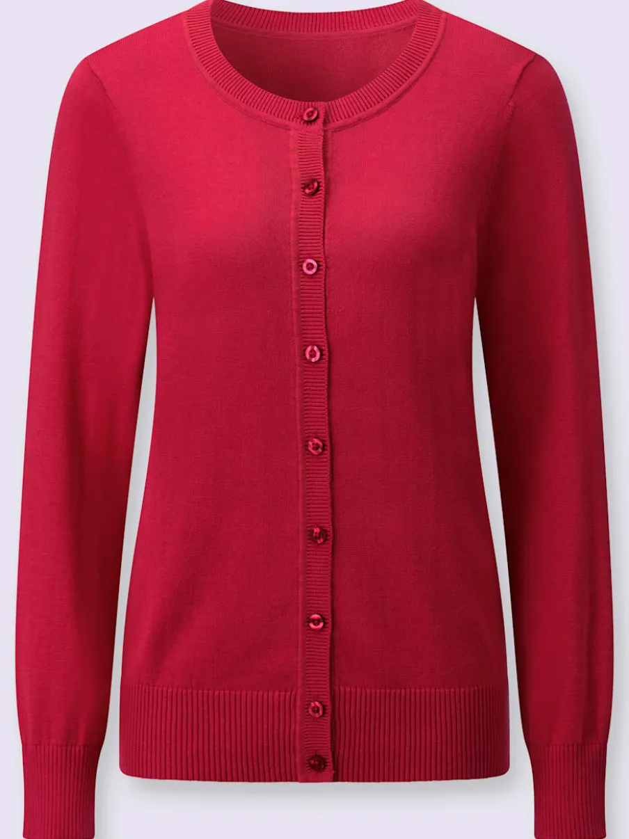 Cardigan en coton à encolure ronde et manches longues