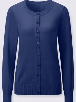 Cardigan en coton à encolure ronde et manches longues