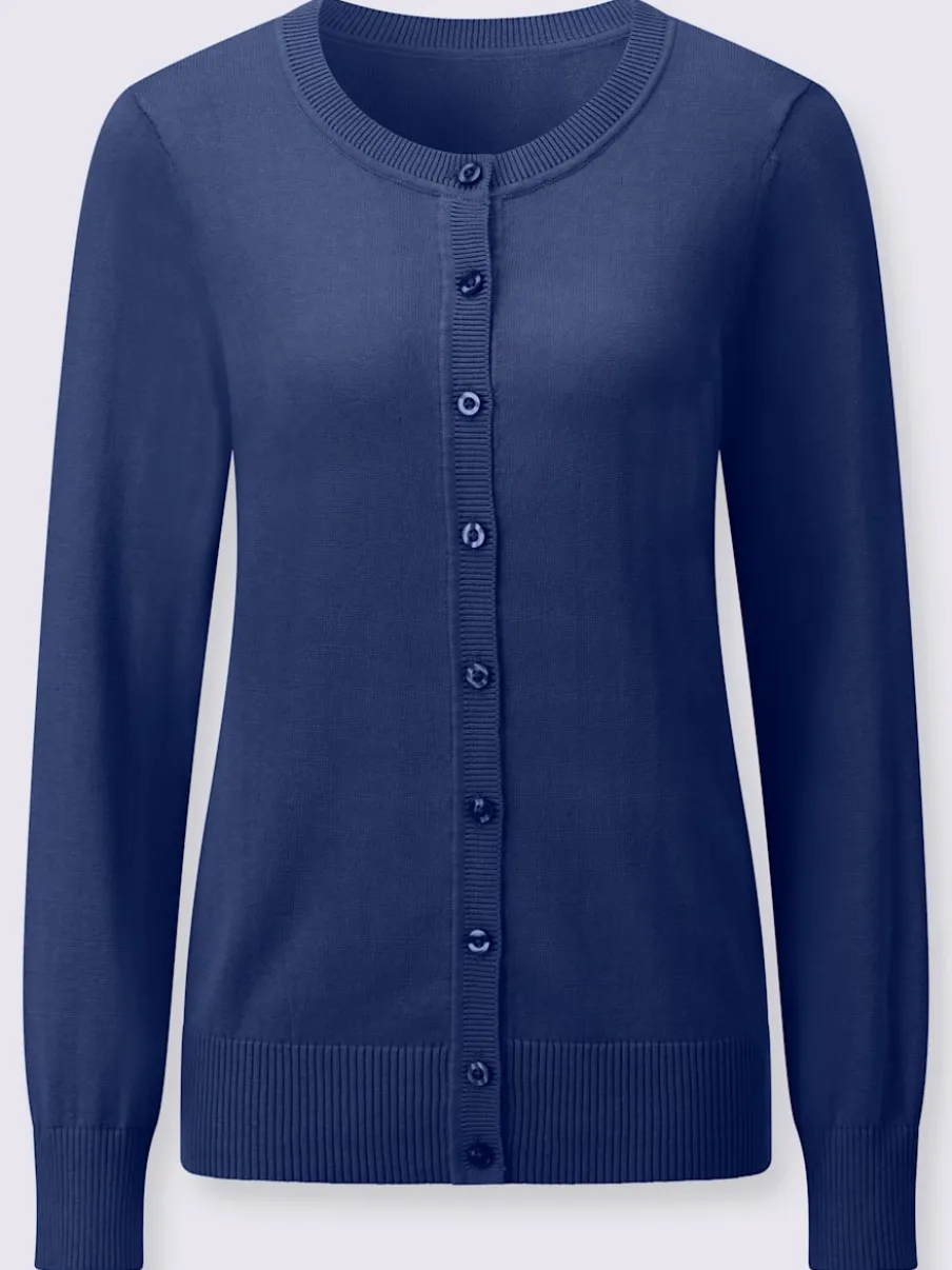 Cardigan en coton à encolure ronde et manches longues