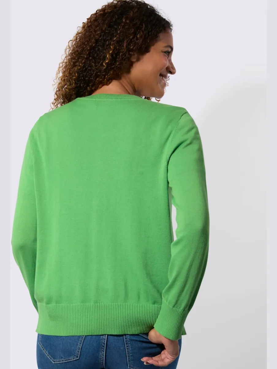 Cardigan en coton à encolure ronde et manches longues