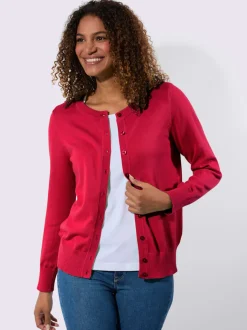 Cardigan en coton à encolure ronde et manches longues
