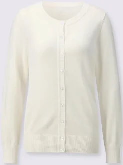 Cardigan en coton à encolure ronde et manches longues