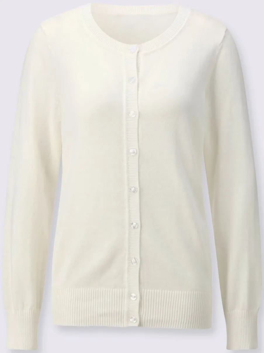 Cardigan en coton à encolure ronde et manches longues