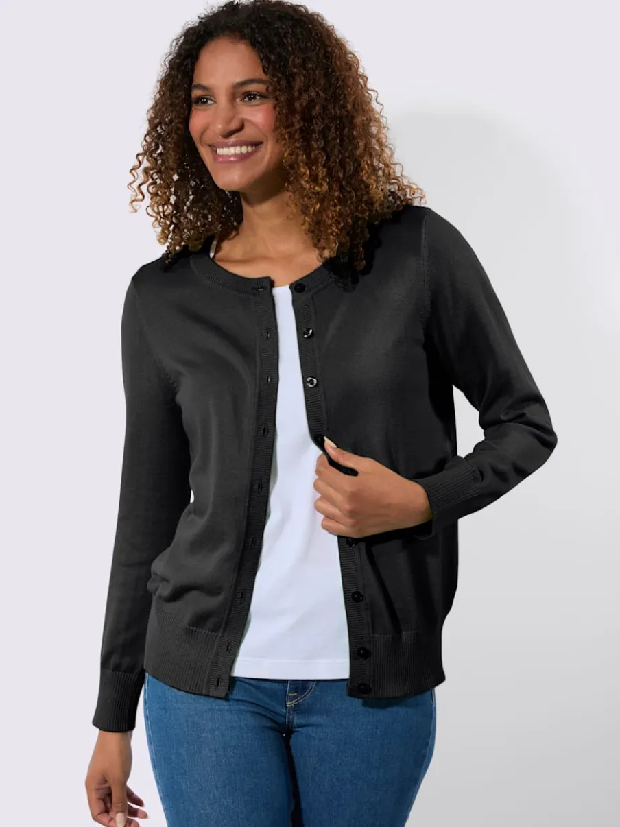 Cardigan en coton à encolure ronde et manches longues