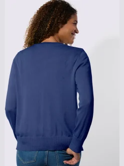 Cardigan en coton à encolure ronde et manches longues