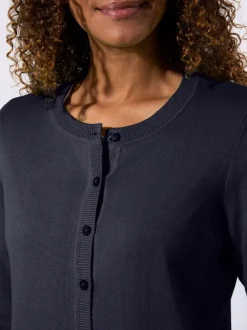 Cardigan en coton à encolure ronde et manches longues