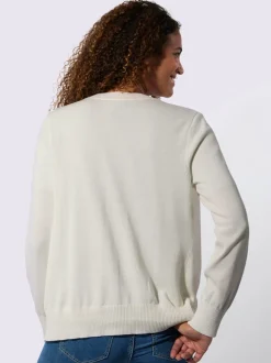 Cardigan en coton à encolure ronde et manches longues