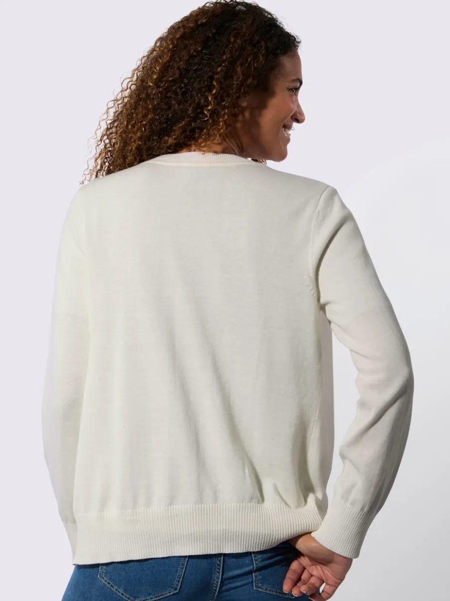 Cardigan en coton à encolure ronde et manches longues