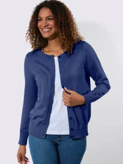Cardigan en coton à encolure ronde et manches longues
