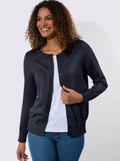 Cardigan en coton à encolure ronde et manches longues