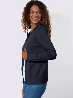 Cardigan en coton à encolure ronde et manches longues