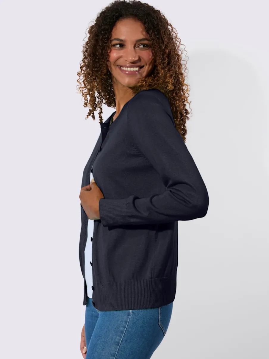 Cardigan en coton à encolure ronde et manches longues