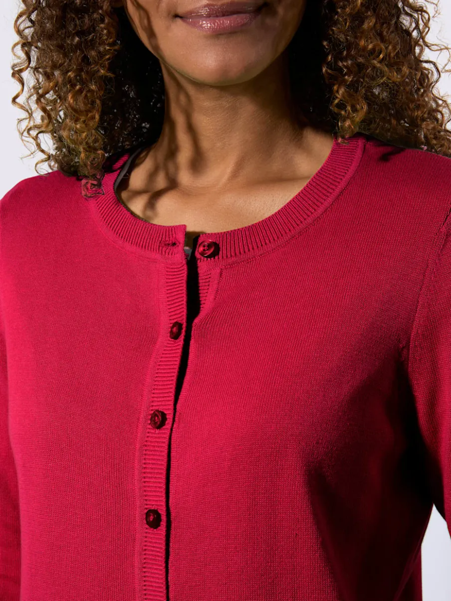 Cardigan en coton à encolure ronde et manches longues