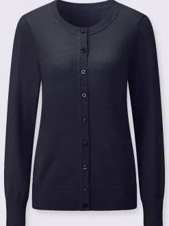 Cardigan en coton à encolure ronde et manches longues