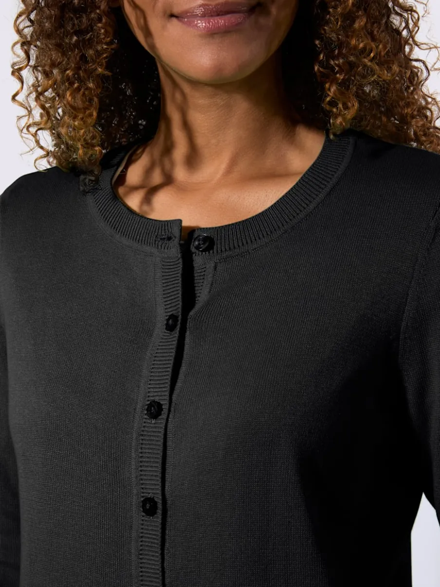 Cardigan en coton à encolure ronde et manches longues