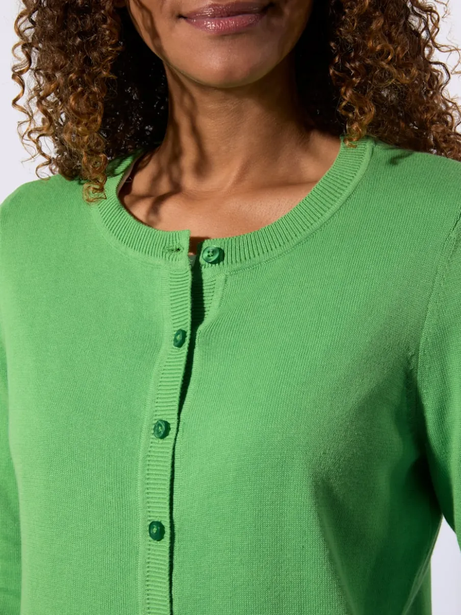 Cardigan en coton à encolure ronde et manches longues